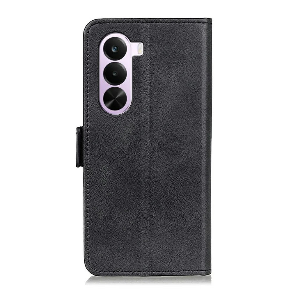 For OnePlus Nord CE6 Lite 5G Case Stand Cowhide Texture PU Leather Phone Cover - Black - 6