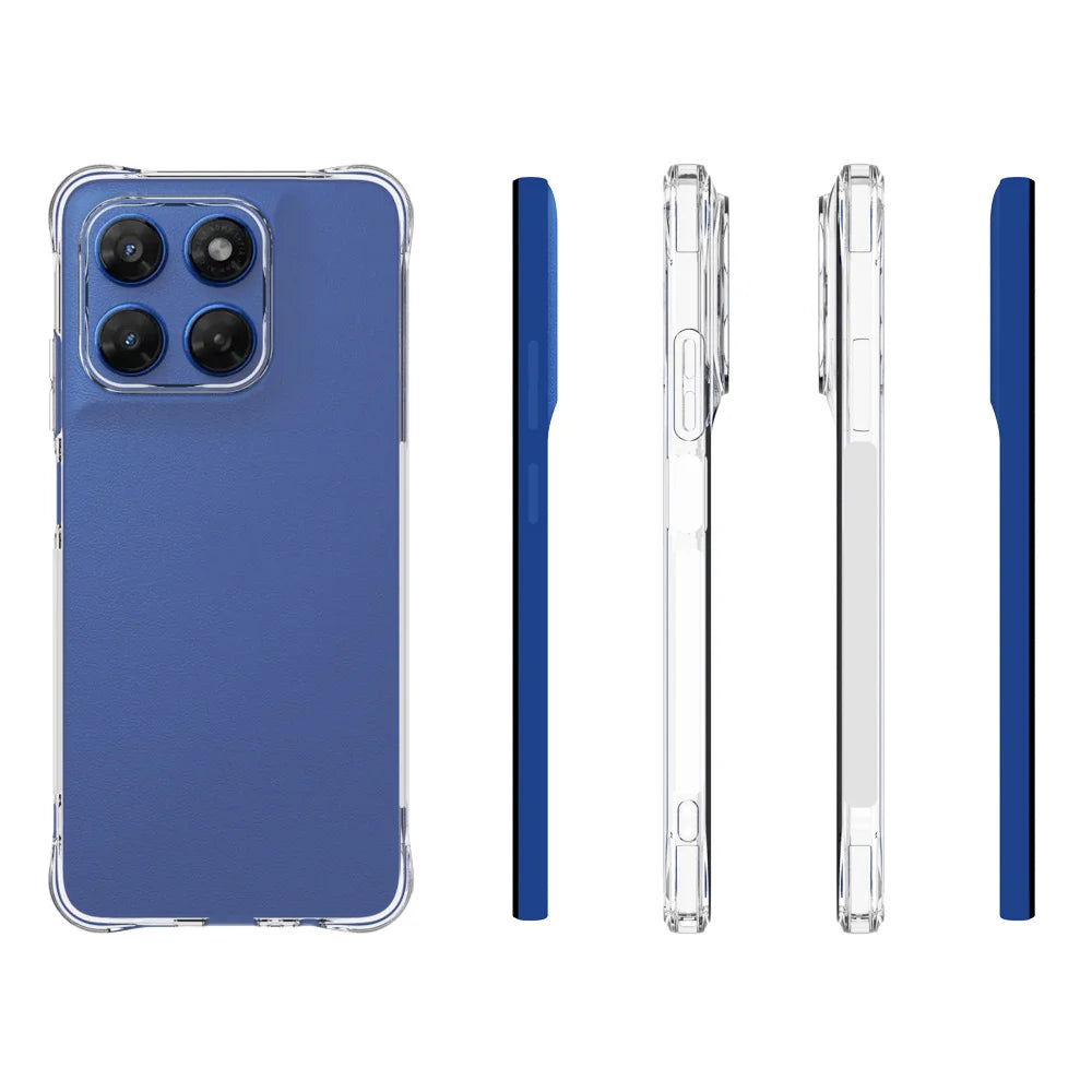 WANLONFENG for Motorola Moto G37 Power 5G WL2 Series TPU Case 2.0mm Phone Cover with 2Pcs Tempered Glass Films - Transparent - 6