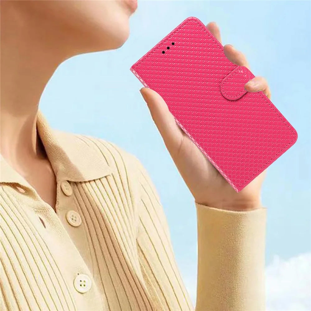 For iPhone 16 Pro Wallet Case Diamond Texture Leather Stand Flip Phone Cover with Wrist Strap - Rose - 5