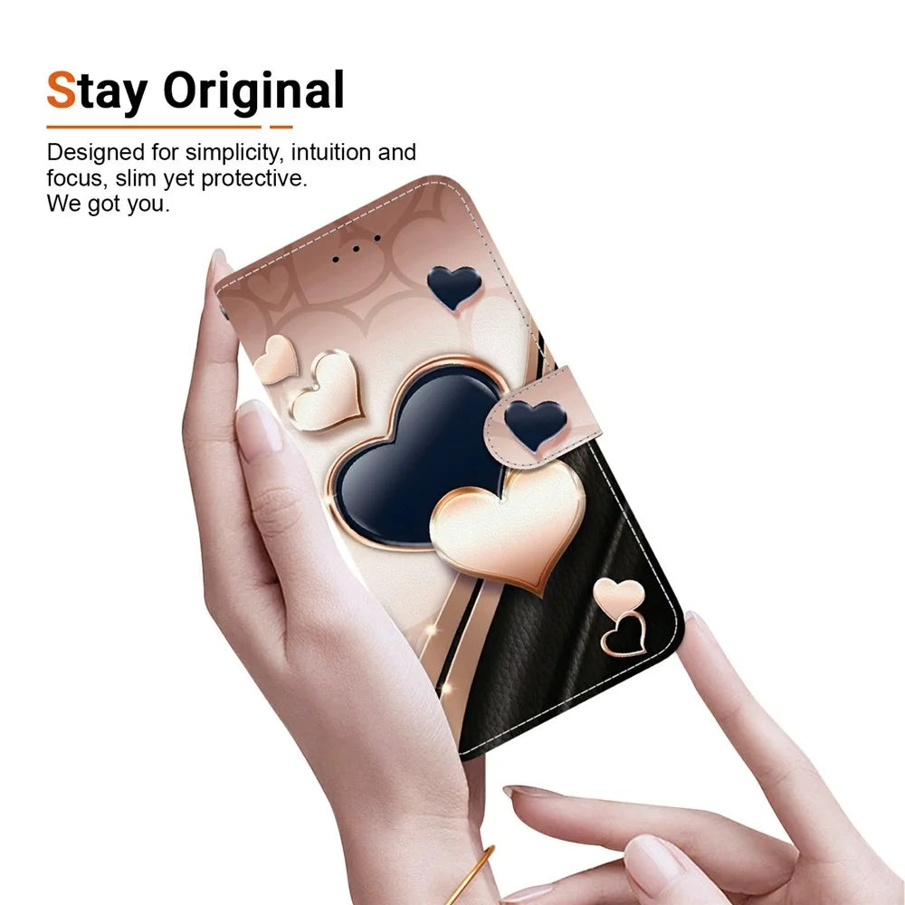 For Samsung Galaxy A27 5G Leather Case Stand Wallet Pattern Printing Phone Cover with Wrist Strap - Love - 5