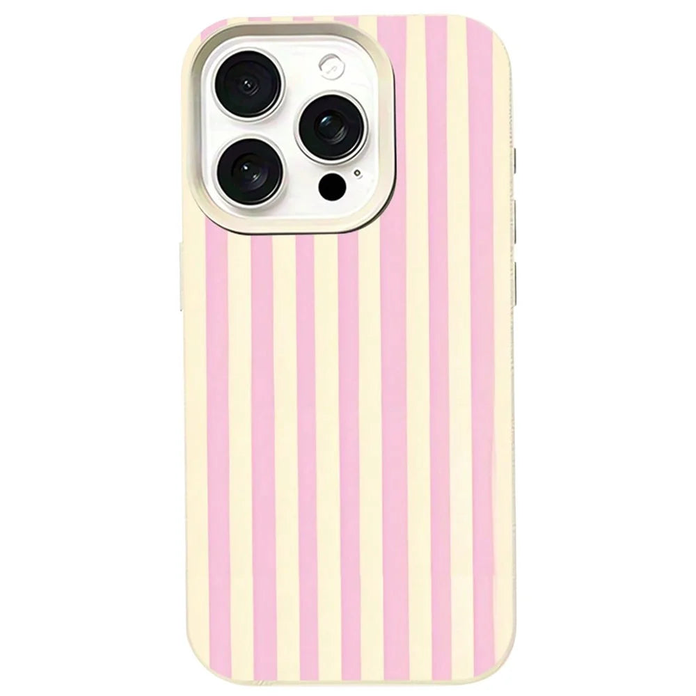 For iPhone Air Case Vertical Stripe TPU Slim Protective Phone Cover - Yellow + Pink - 1
