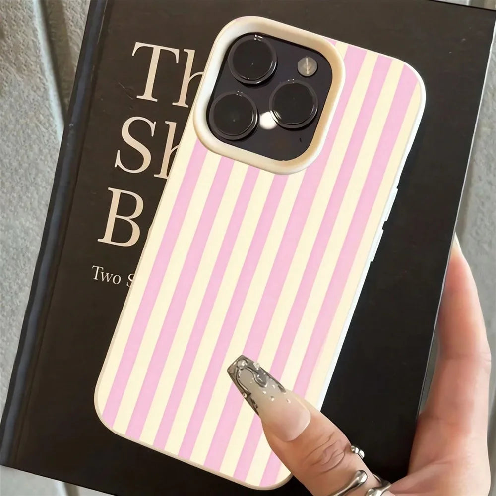 For iPhone 12 Pro Max Case Vertical Stripe TPU Slim Protective Phone Cover - Yellow + Pink - 2