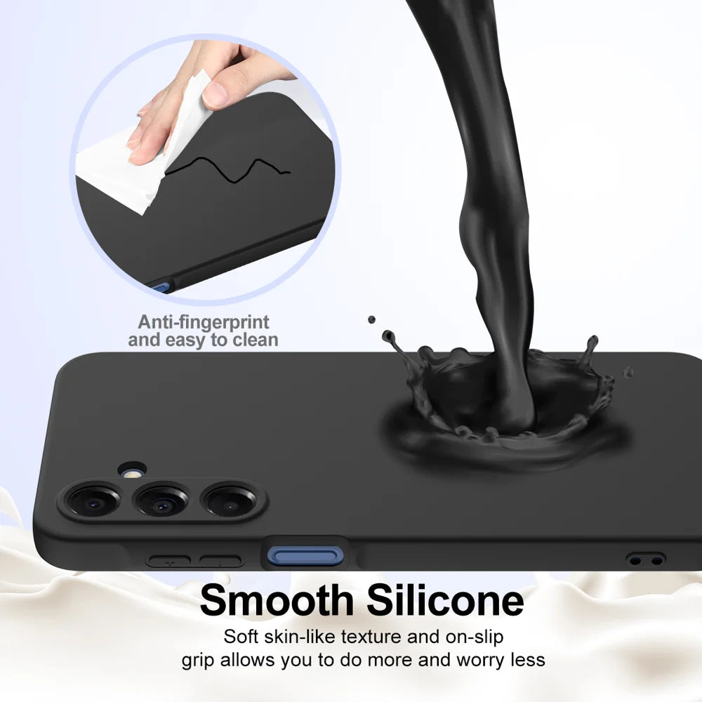 For Samsung Galaxy A27 5G Magnetic Case Anti-Drop Liquid Silicone Phone Cover with Lanyard - Black - 5
