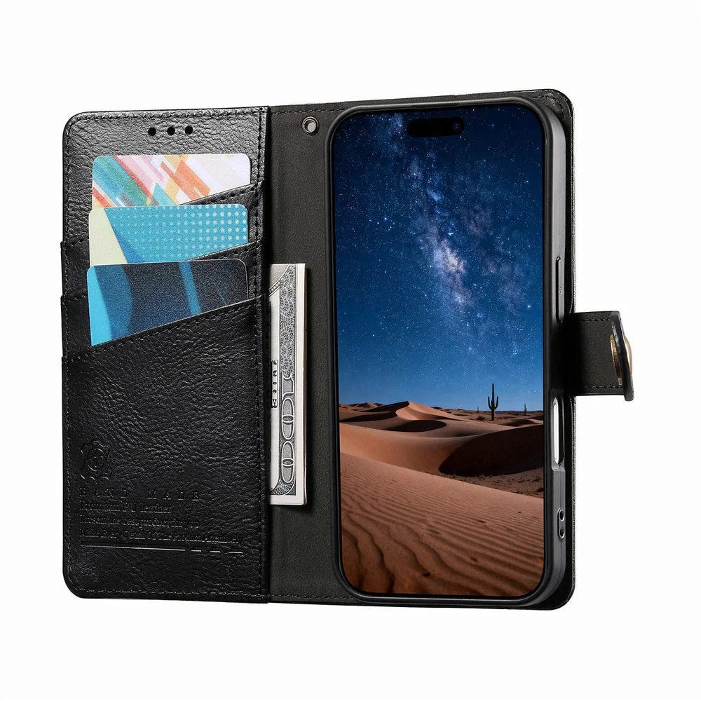 For Blackview Wave 7C Case Color Splicing TPU PU Leather Flip Shockproof Phone Cover with Wrist Strap - Black - 2