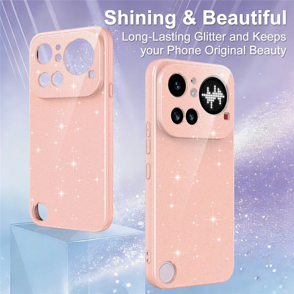 For Nothing Phone (4a) Pro Magnetic Case Glitter TPU Shockproof Phone Cover with Lanyard - Pink - 5