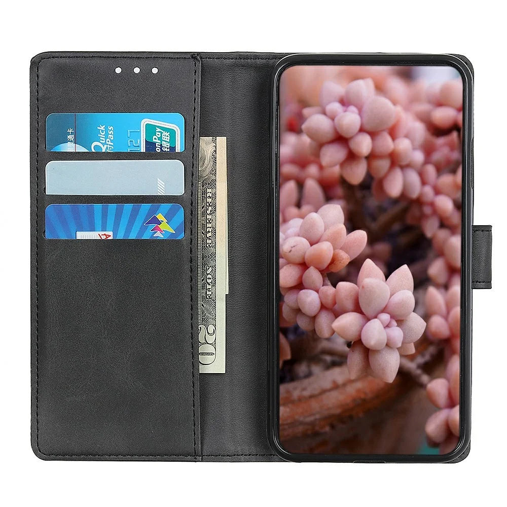 For OnePlus Nord CE6 Lite 5G / Realme P4x 5G Case Cowhide Texture Leather Wallet Stand Phone Cover - Black - 3