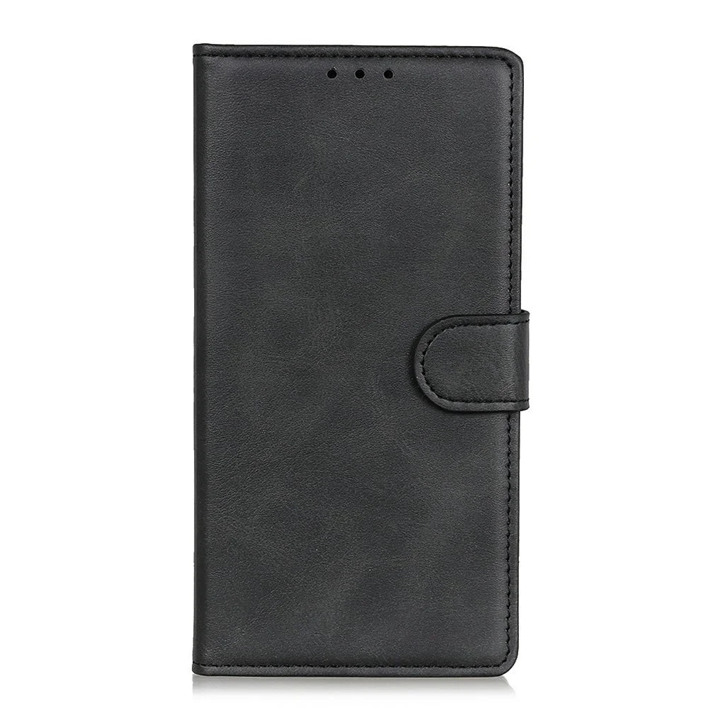 For OnePlus Nord CE6 Lite 5G / Realme P4x 5G Case Cowhide Texture Leather Wallet Stand Phone Cover - Black - 6