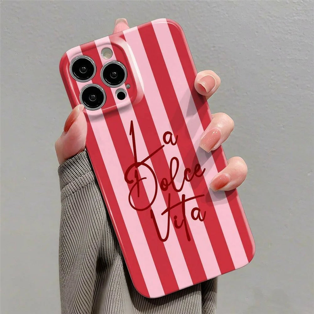 For iPhone 12 Pro Case Colorful Stripe Pattern Shockproof Hard PC Phone Cover - Letter - 1