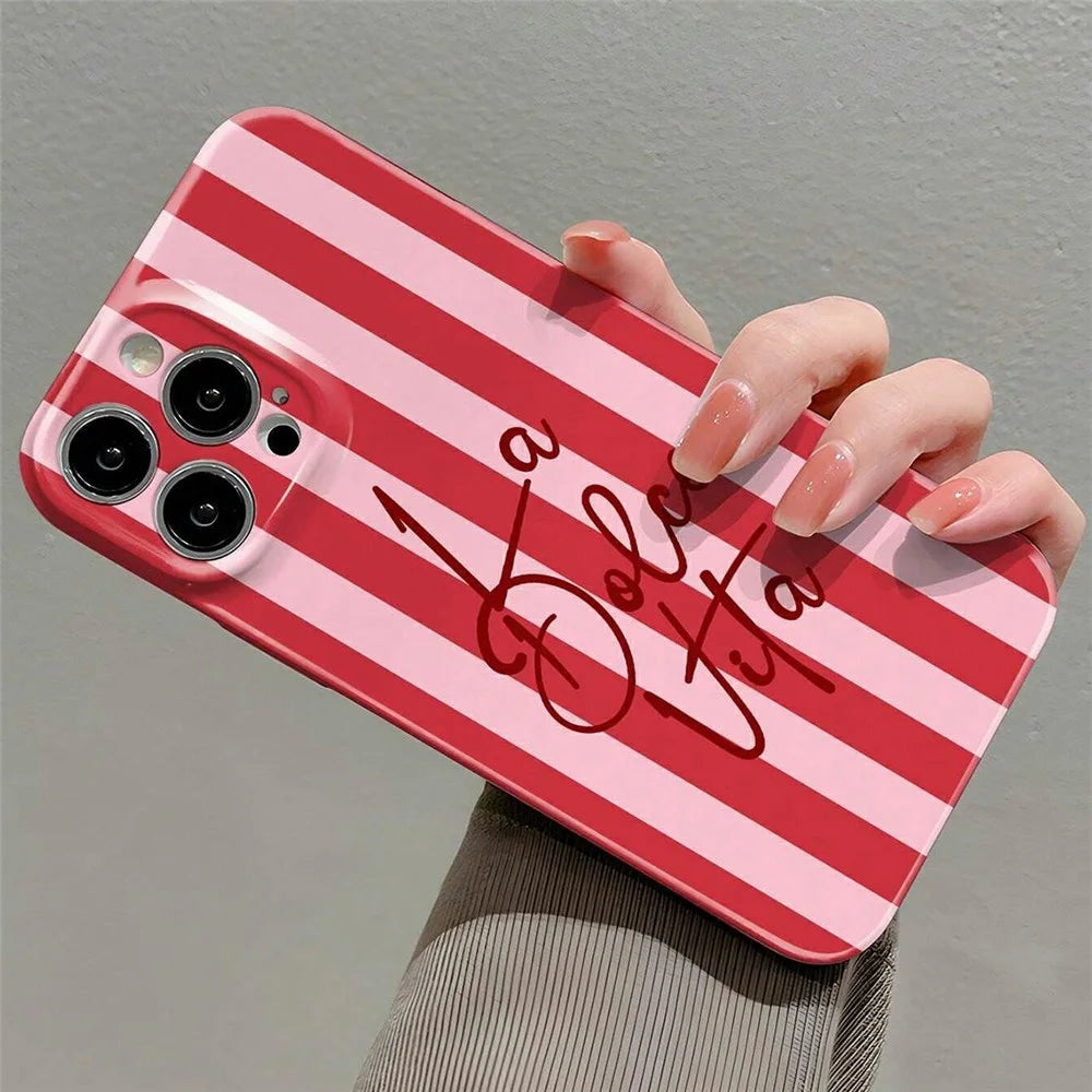For iPhone 12 Pro Max Case Colorful Stripe Pattern Shockproof Hard PC Phone Cover - Letter - 2