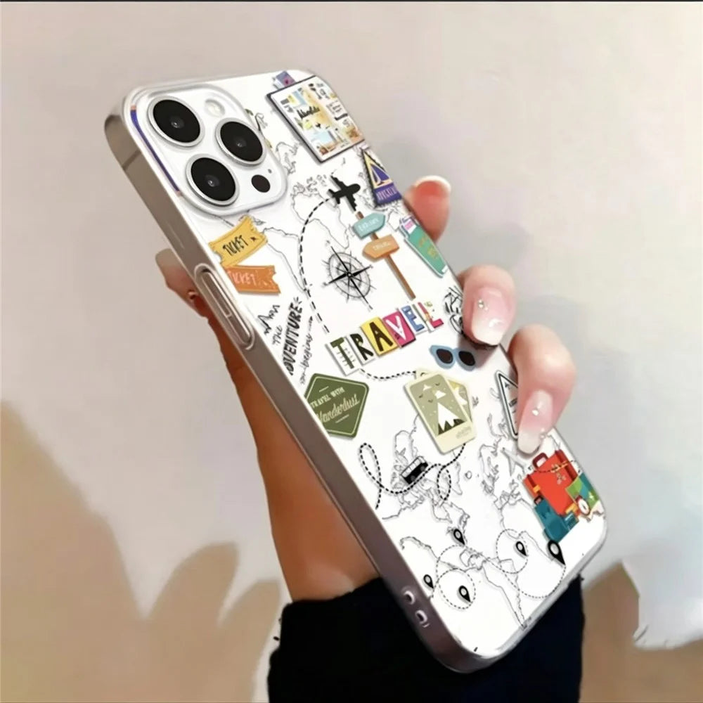 For iPhone 17 Case Travel Map Aircraft Pattern Clear TPU Shockproof Phone Cover - Transparent - 2