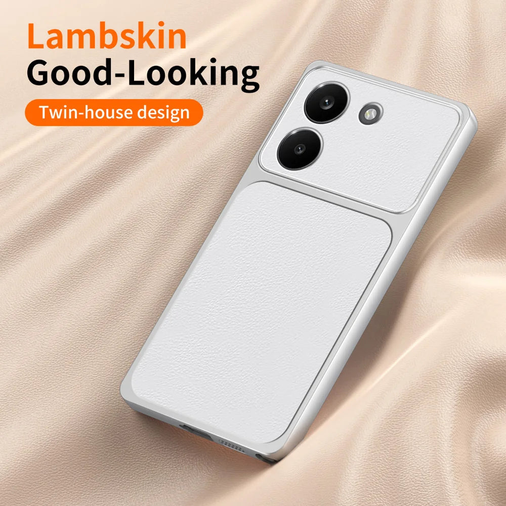 WANLONFENG for Xiaomi Redmi Turbo 5 5G XYP Series Case Lambskin Texture PC TPU Precise Cutouts Phone Cover with 2Pcs Tempered Glass Film - Black - 3
