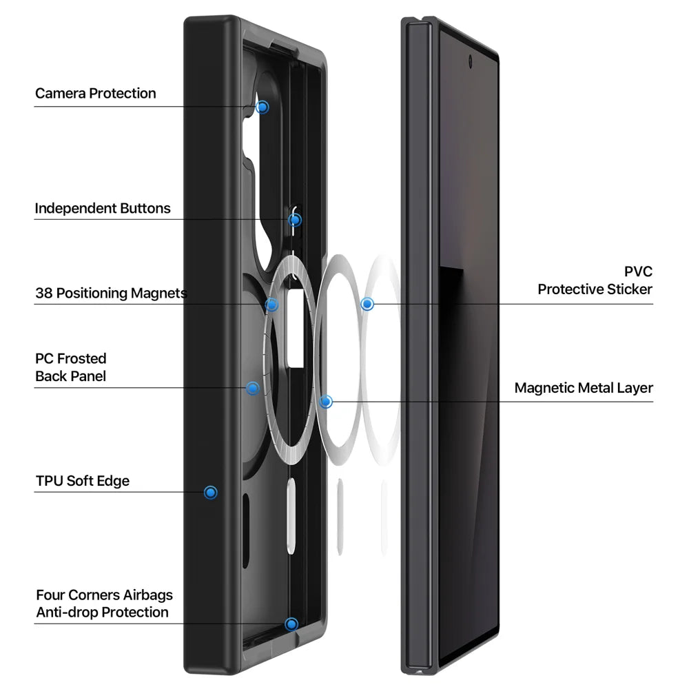 DUX DUCIS for Samsung Galaxy Z Fold8 Ultra / Z Fold7 5G Magnetic Case  Yind Series PC+TPU Phone Cover - Black - 4