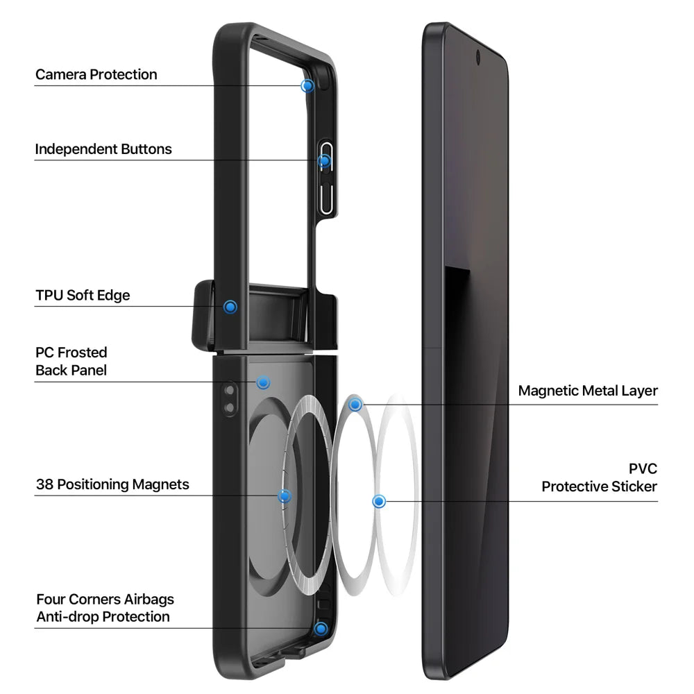 DUX DUCIS for Samsung Galaxy Z Flip8 Magnetic Case  Yind Series PC+TPU Phone Cover - Black - 4