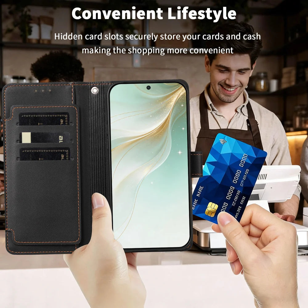 For ZTE nubia Neo 5 GT 5G Case 9 Card Slots PU Leather Flip Wallet Phone Cover with Hand Strap - Black - 7