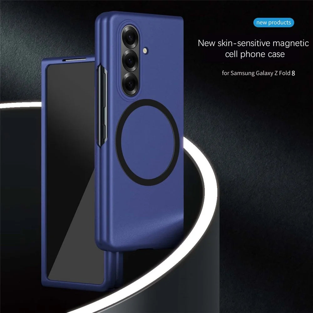 For Samsung Galaxy Z Fold8 Ultra Magnetic Case Skin-Touch Matte Hard PC Phone Cover - Sapphire - 2