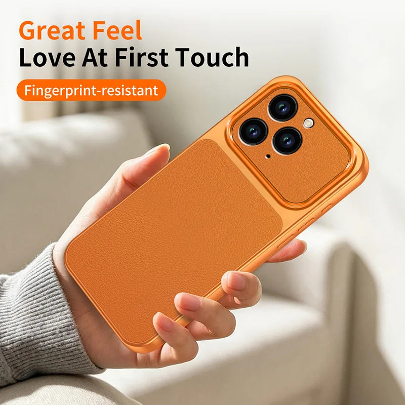 WANLONFENG for iPhone 16 Pro Max XYP Series Case Lambskin Texture PC TPU Precise Cutouts Phone Cover with 2Pcs Tempered Glass Film - Black - 4