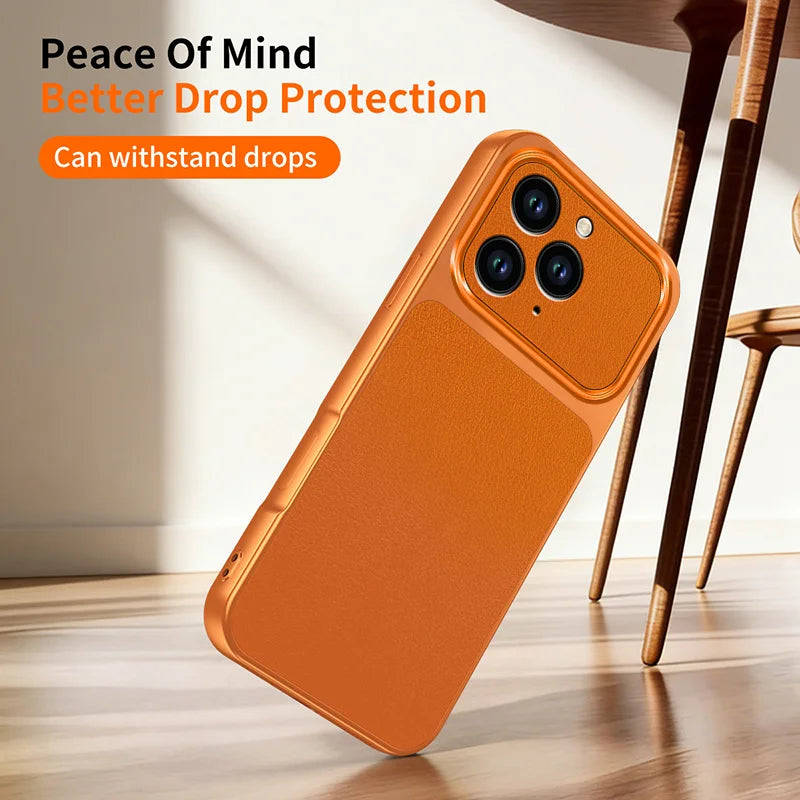 WANLONFENG for iPhone 16 Pro Max XYP Series Case Lambskin Texture PC TPU Precise Cutouts Phone Cover with 2Pcs Tempered Glass Film - Black - 6