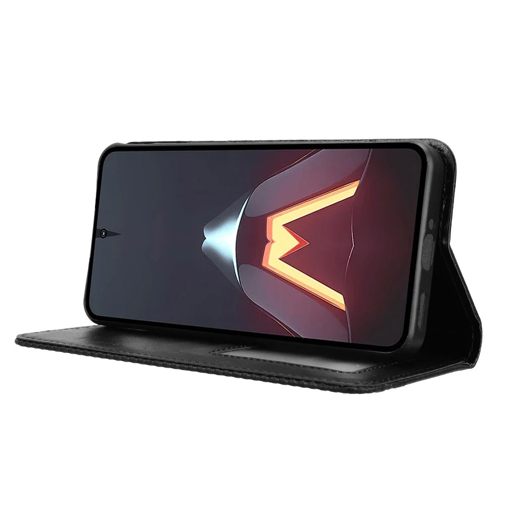 For ZTE nubia Neo 5 Pro 5G Leather Case Wallet Stand Retro Texture Phone Cover - Black - 7