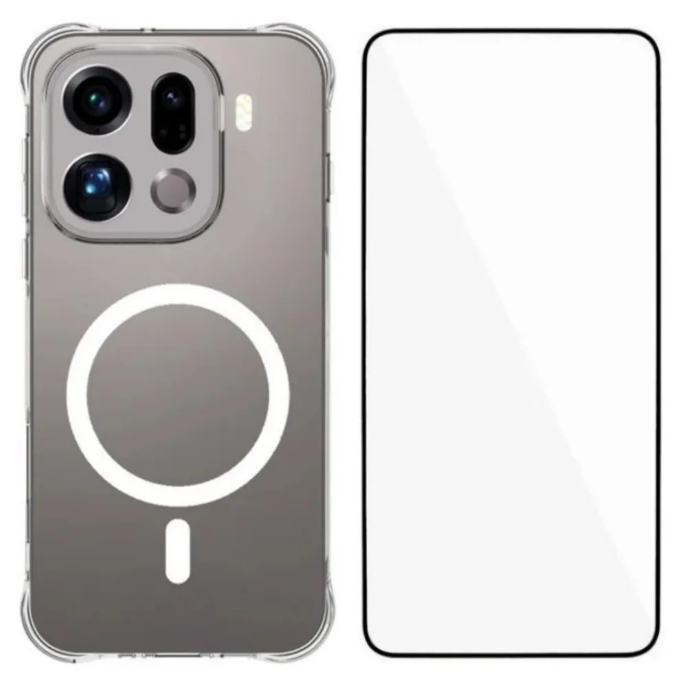 WANLONFENG for Oppo Find X9 Pro 5G WL2 Series 2.0mm Magnetic Case Clear TPU Phone Back Cover with Screen Films - Transparent - 1