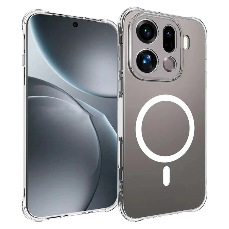 WANLONFENG for Oppo Find X9 Pro 5G WL1 Series 2.0mm Magnetic Case Clear TPU Phone Back Cover with 2Pcs Screen Films - Transparent - 2