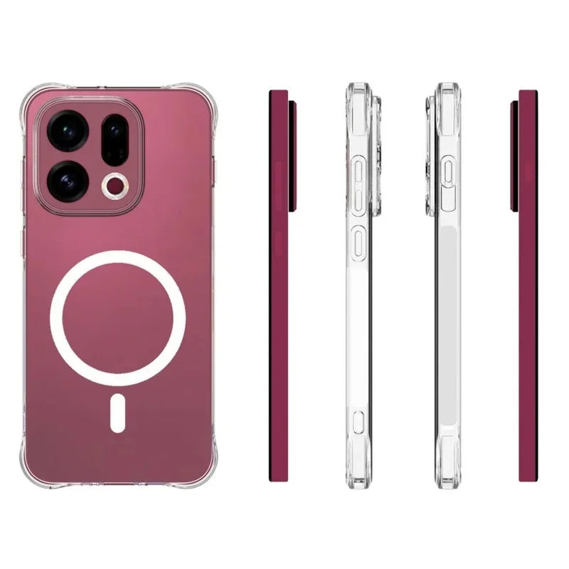 WANLONFENG for Oppo Find X9 5G WL1 Series 2.0mm Magnetic Case Clear TPU Phone Back Cover with 2Pcs Screen Films - Transparent - 6