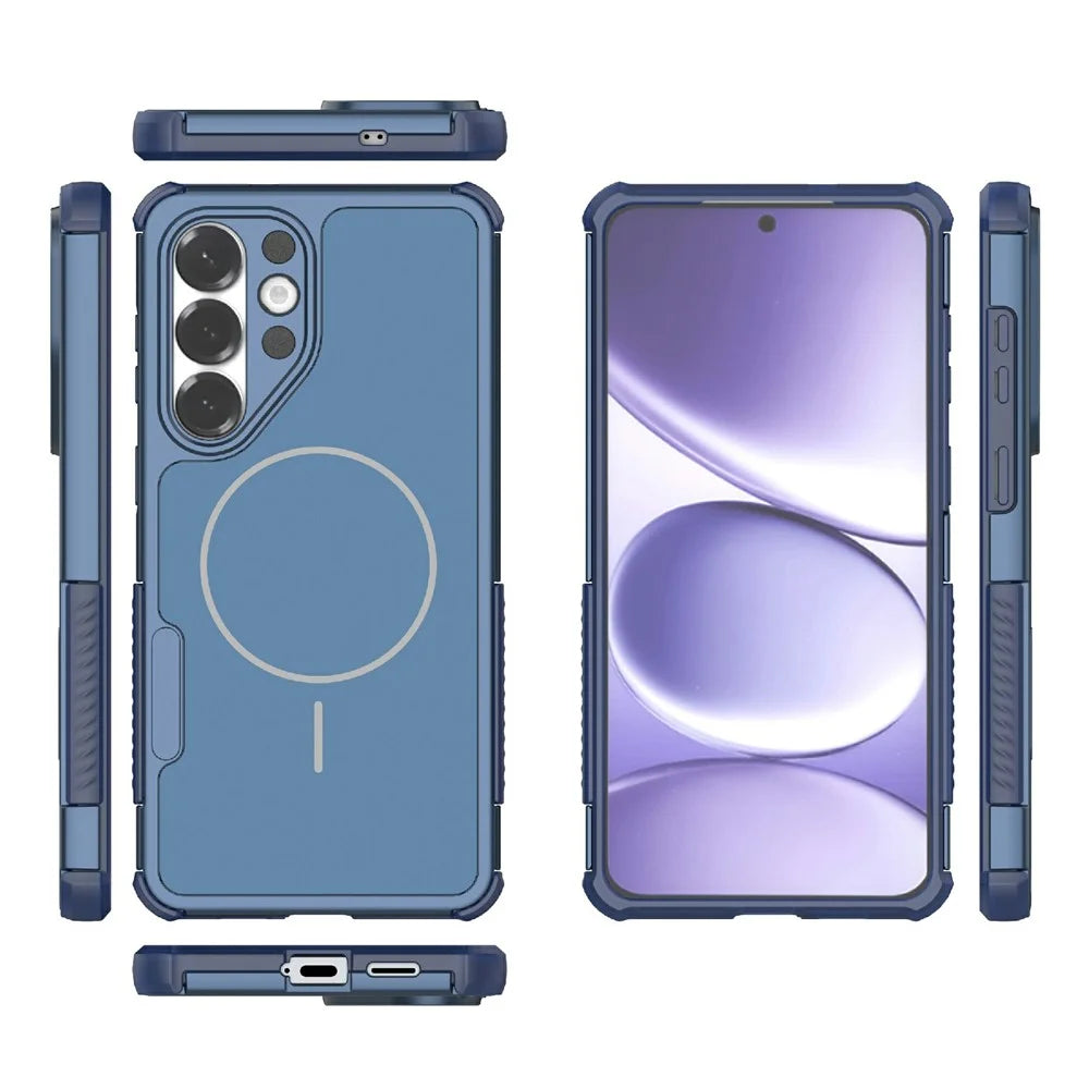 For Samsung Galaxy S26 Magnetic Case Shockproof Airbag PC+TPU Phone Cover - Blue - 4