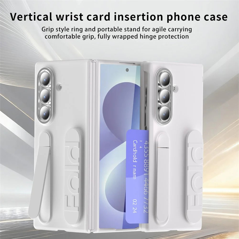For Samsung Galaxy Z Fold8 Ultra Case Card Slot Kickstand Hinge Protection PC Shockproof Phone Cover - White - 2
