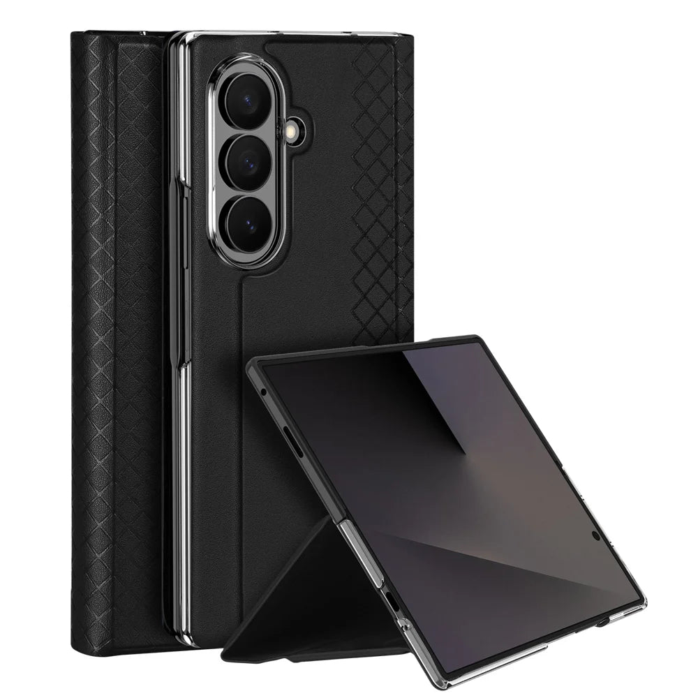 DUX DUCIS for Samsung Galaxy Z Fold8 Ultra Case  Bril Series Leather+PC Phone Cover with Stand - Black - 1