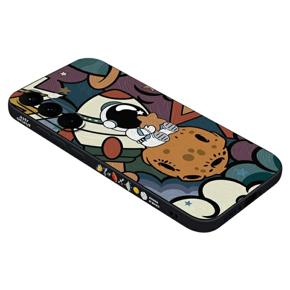 For Samsung Galaxy A36 5G Case Cartoon Rocket Astronaut Pattern TPU Protective Phone Cover - A251 / Black - 1