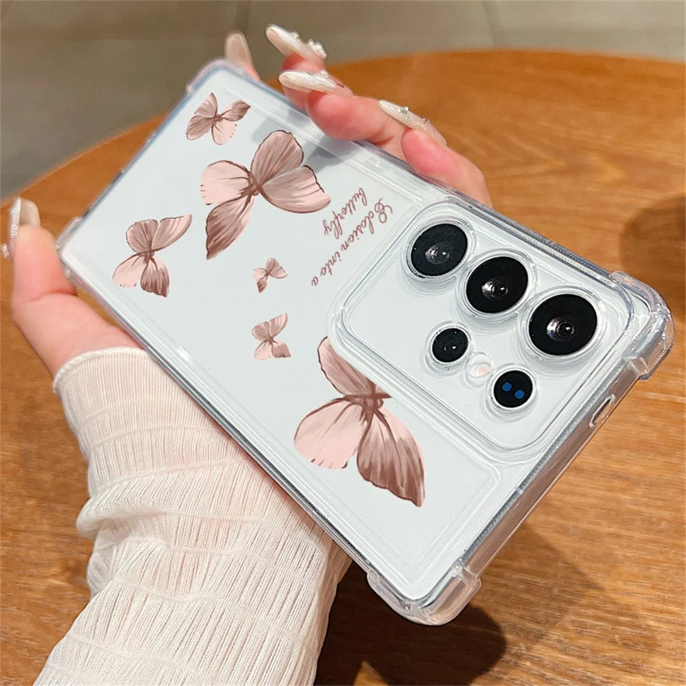 For Samsung Galaxy S26 Case Colorful Butterfly Four Corner Shockproof TPU Phone Cover - A162 / Pink Butterflies - 2