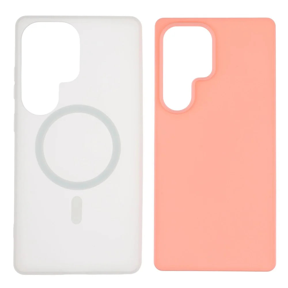 For Samsung Galaxy S26 Ultra Magnetic Case PC + TPU Frosted Phone Cover - Pink - 4