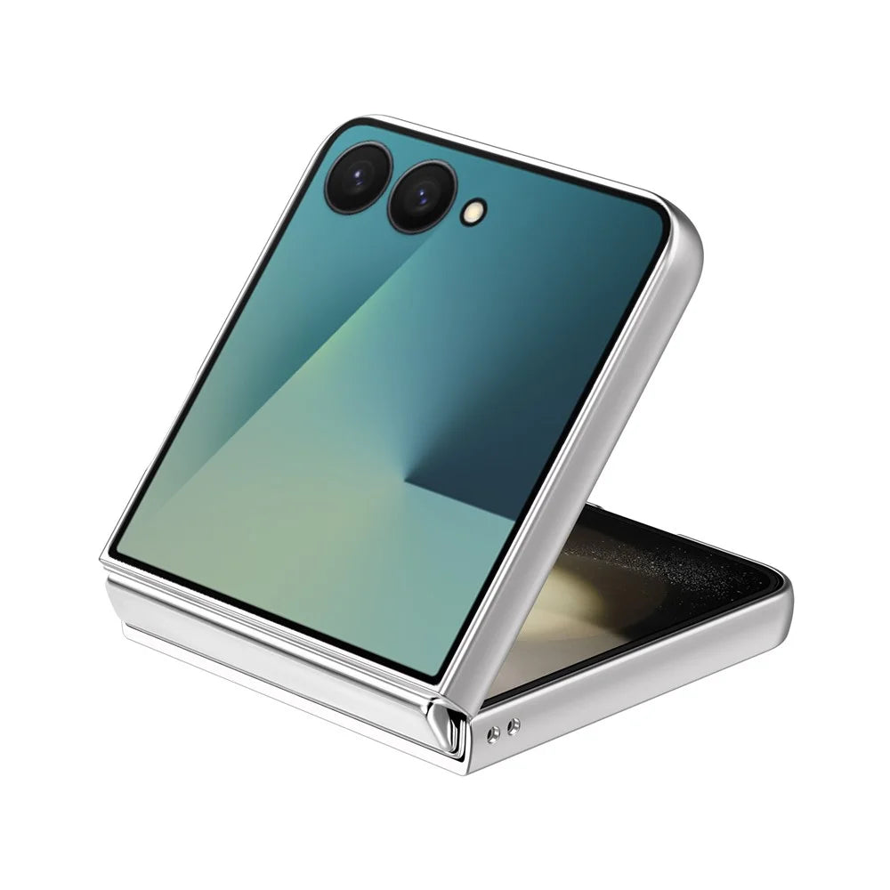 For Samsung Galaxy Z Flip7 5G Case Electroplating Wave Texture Leather + PC Folding Phone Cover - Purple  /  Blue - 2