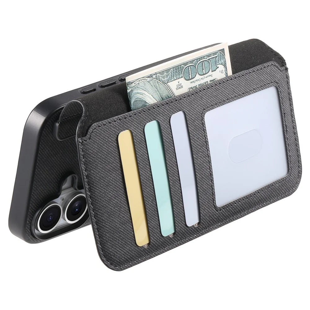 For Samsung Galaxy S25 FE Magnetic Case RFID Blocking Detachable Wallet Stand Cloth Texture Leather Phone Cover - Black - 3