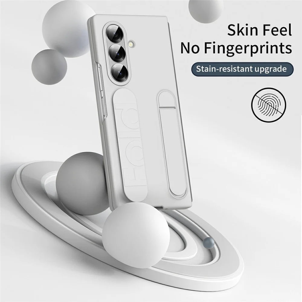For Samsung Galaxy Z Fold8 Ultra Case with Tempered Glass Film Kickstand Wristband PC + Silicone Phone Cover - White - 2