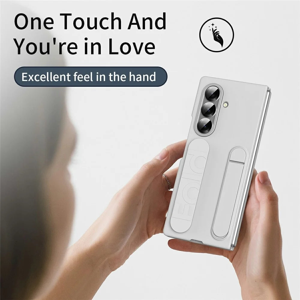 For Samsung Galaxy Z Fold8 Ultra Case with Tempered Glass Film Kickstand Wristband PC + Silicone Phone Cover - White - 5