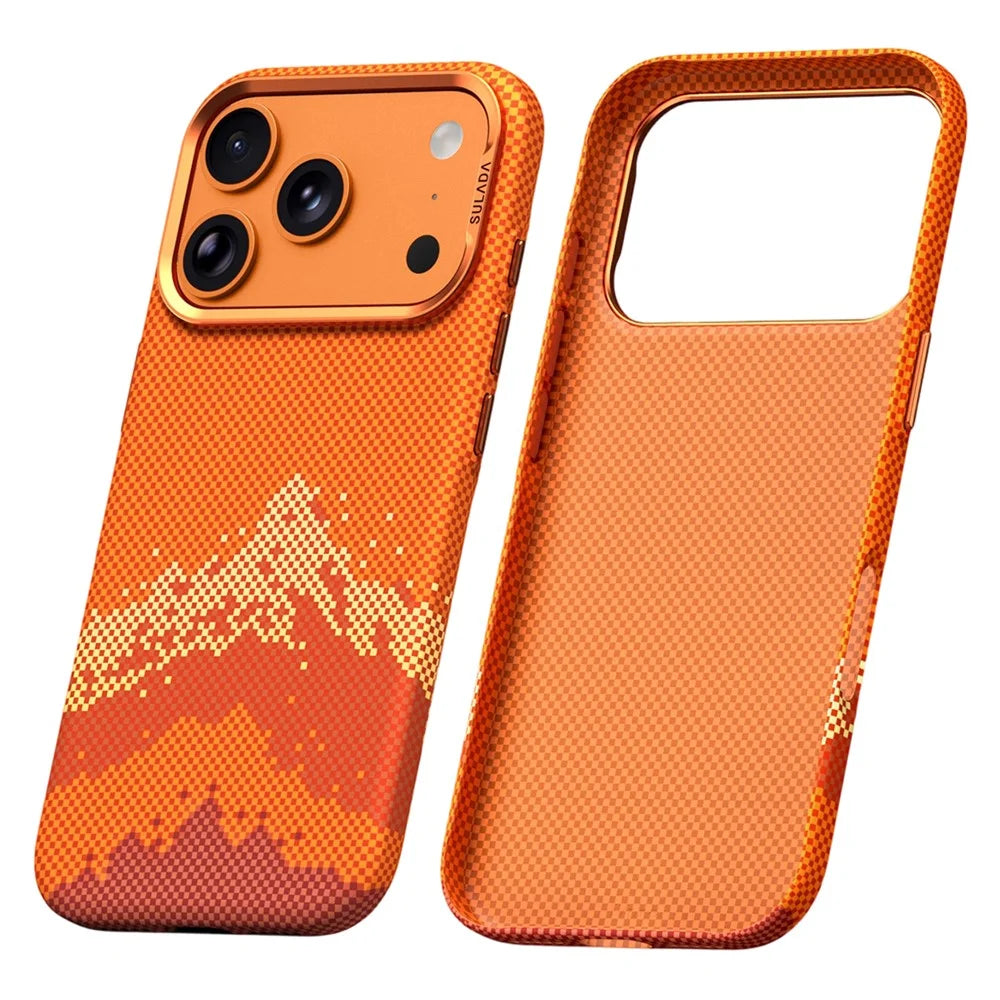 SULADA for iPhone 17 Pro Case Golden Mountain Pattern Skin-Feel Hard PC Slim Phone Cover - Orange - 1