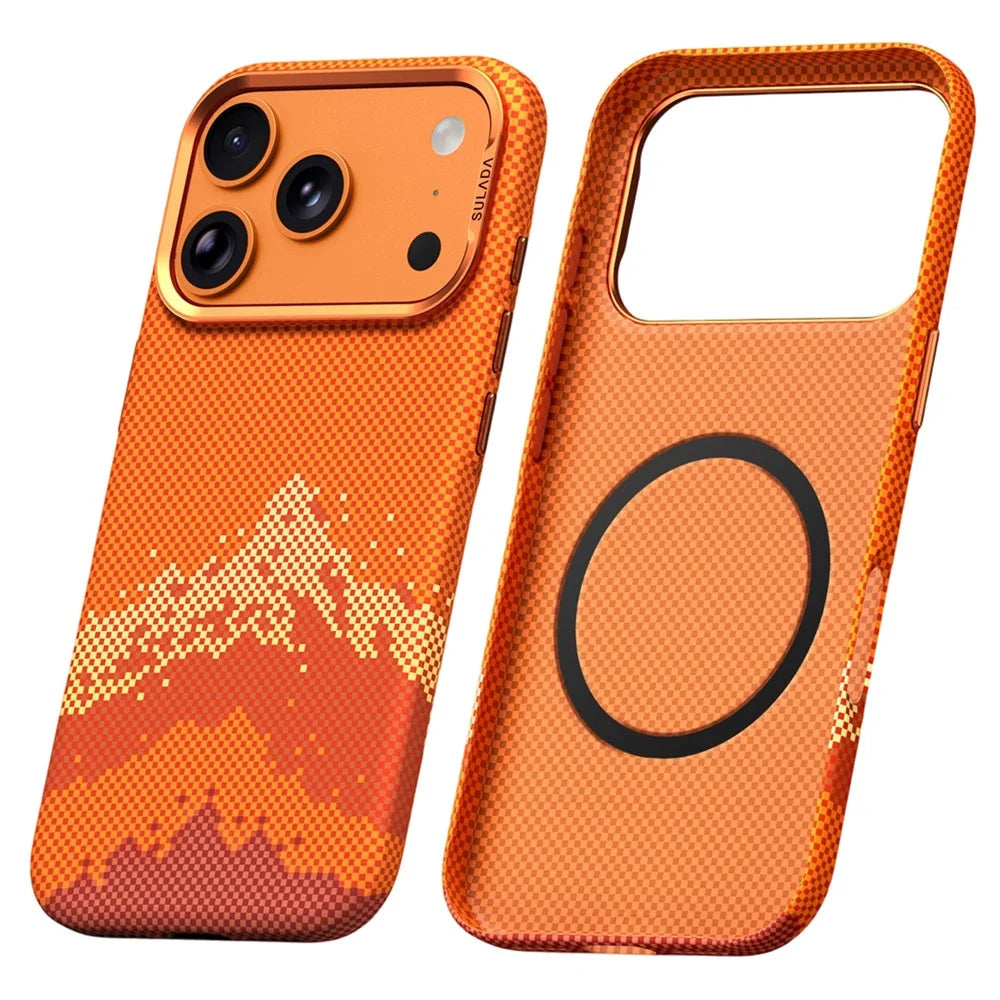 SULADA for iPhone 17 Pro Max Magnetic Case Golden Mountain Pattern Skin-Feel Hard PC Slim Phone Cover - Orange - 1