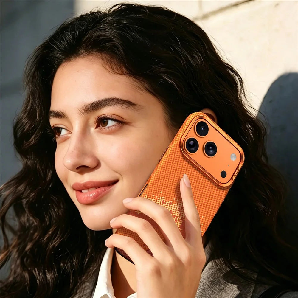 SULADA for iPhone 17 Pro Max Magnetic Case Golden Mountain Pattern Skin-Feel Hard PC Slim Phone Cover - Orange - 2