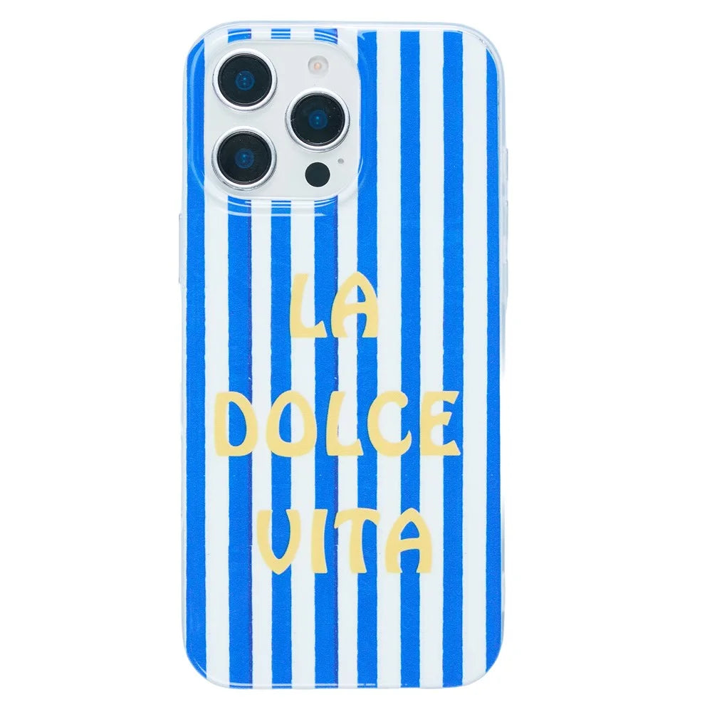 For iPhone 15 Pro Case Heat Transfer Striped Pattern Soft TPU Anti-Scratch Phone Cover - Blue - 2