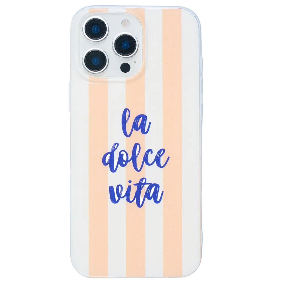 For iPhone 15 Pro Max Case Heat Transfer Striped Pattern Soft TPU Anti-Scratch Phone Cover - Orange - 2