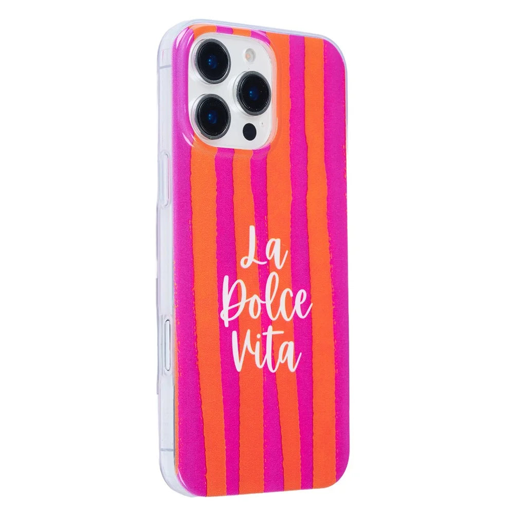 For iPhone 12 Pro Max Case Heat Transfer Striped Pattern Soft TPU Anti-Scratch Phone Cover - Rose - 1