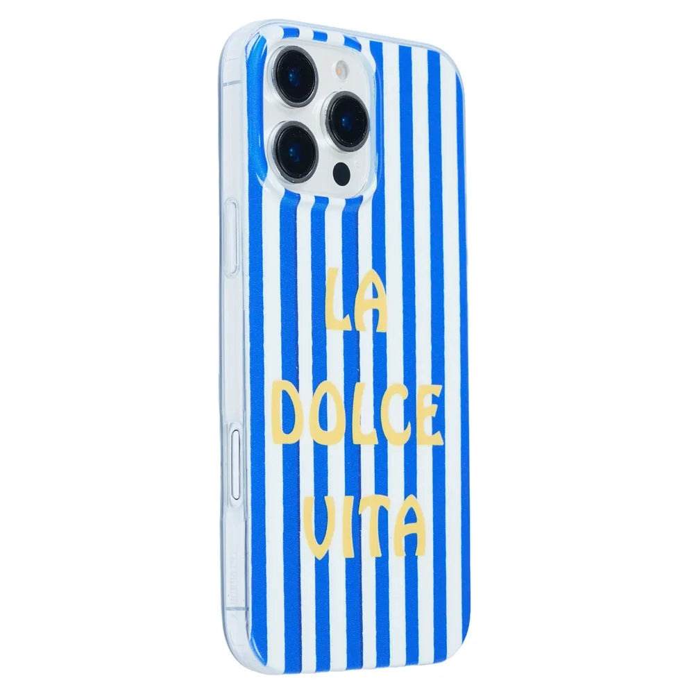 For iPhone 13  /  14 Case Heat Transfer Striped Pattern Soft TPU Anti-Scratch Phone Cover - Blue - 1