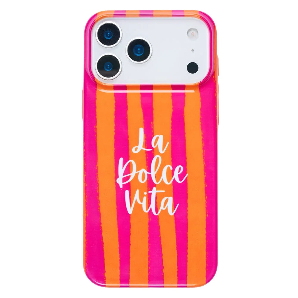 For iPhone 15 Pro Case IMD Striped Pattern Hard PC Protective Phone Cover - Rose - 2