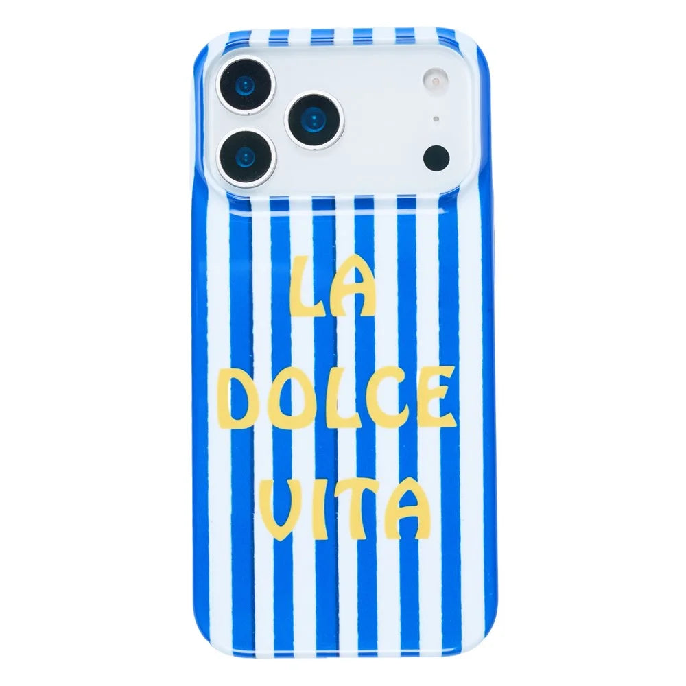 For iPhone 14 Pro Case IMD Striped Pattern Hard PC Protective Phone Cover - Blue - 2
