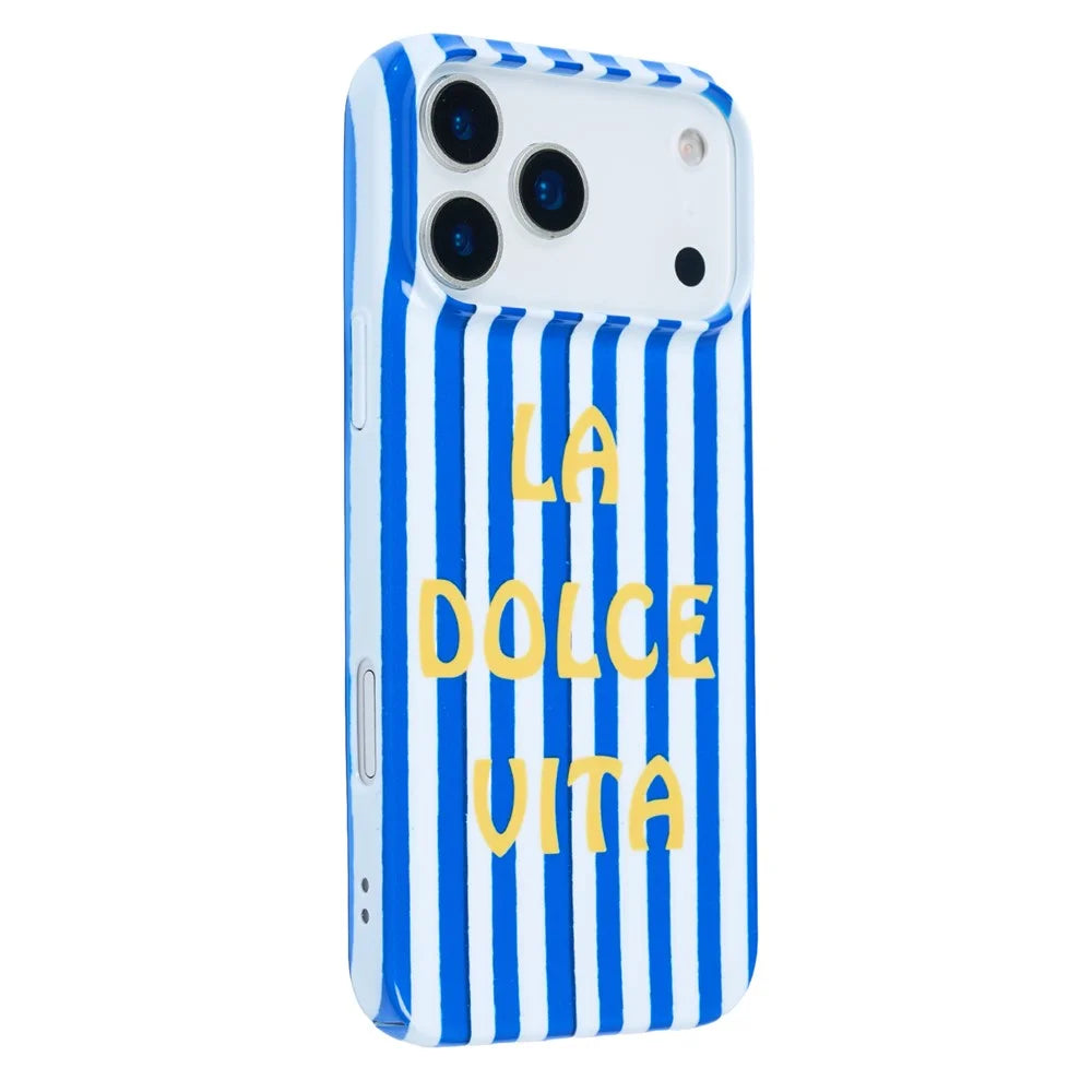 For iPhone 13 Pro Max Case IMD Striped Pattern Hard PC Protective Phone Cover - Blue - 1