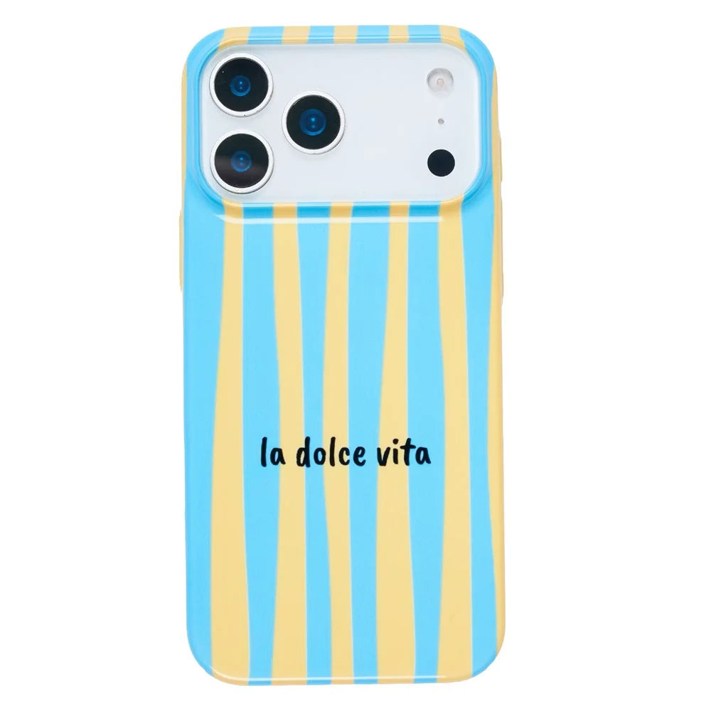 For iPhone 13 Pro Case IMD Striped Pattern Hard PC Protective Phone Cover - Baby Blue - 2