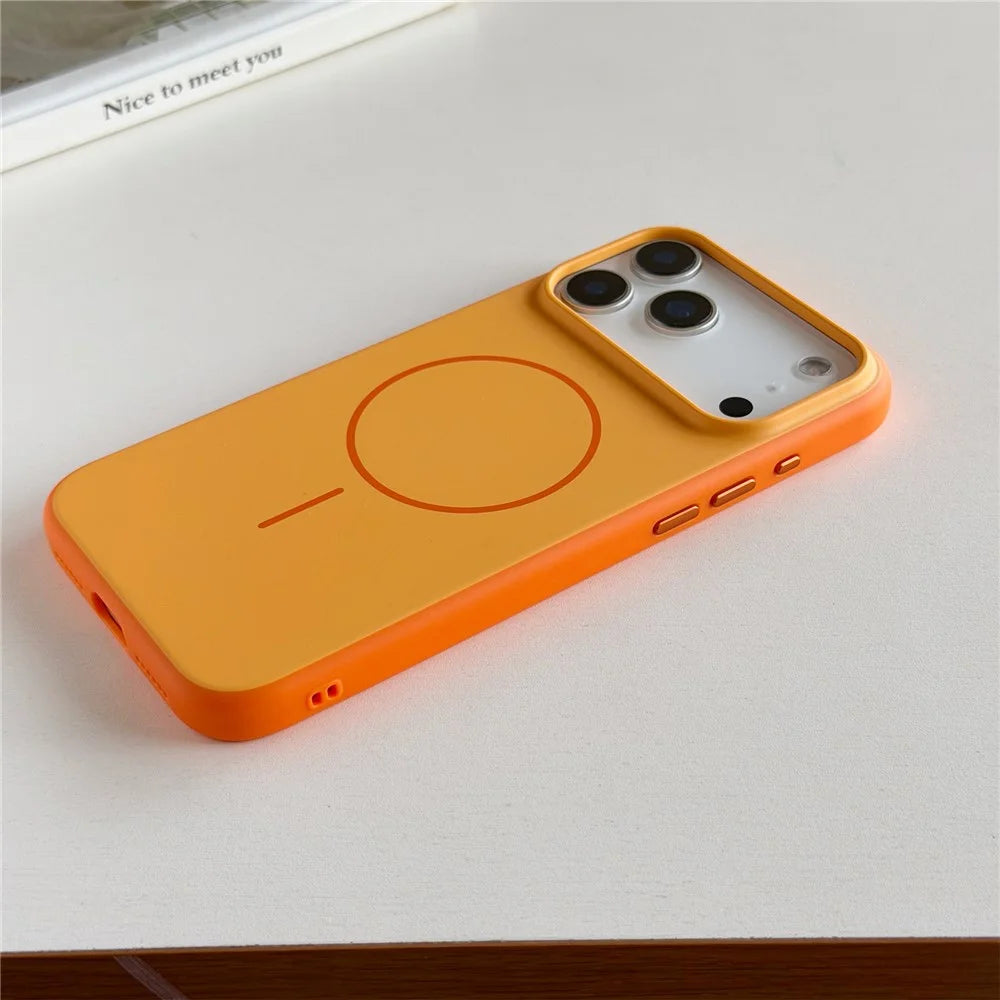 For iPhone 17 Pro Magnetic Case Skin Feel PC TPU 2 in 1 Shockproof Phone Cover - Orange - 4