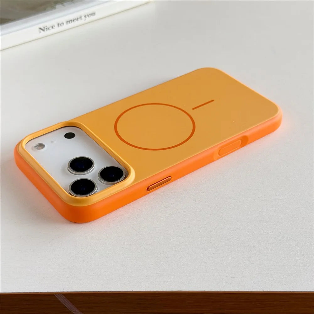 For iPhone 17 Pro Magnetic Case Skin Feel PC TPU 2 in 1 Shockproof Phone Cover - Orange - 5