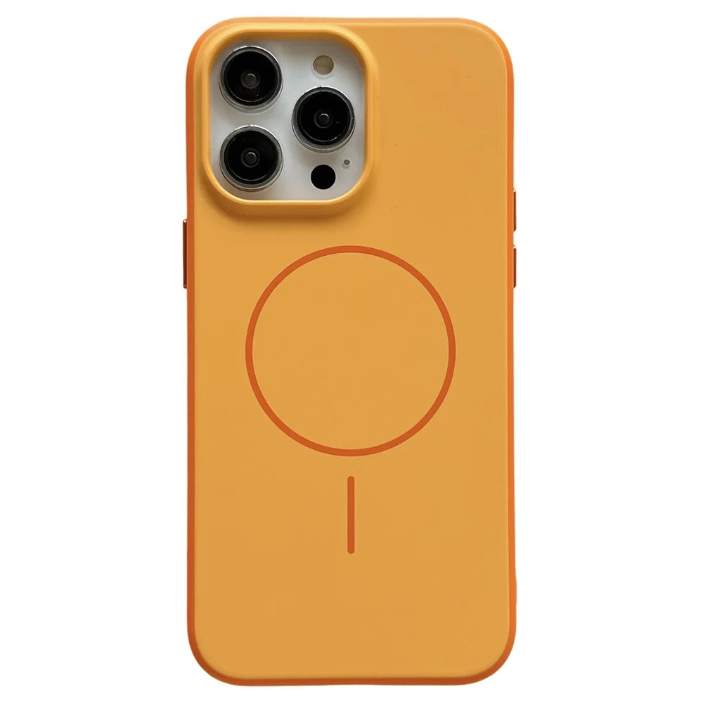 For iPhone 16 Pro Magnetic Case Skin Feel PC TPU 2 in 1 Shockproof Phone Cover - Orange - 1