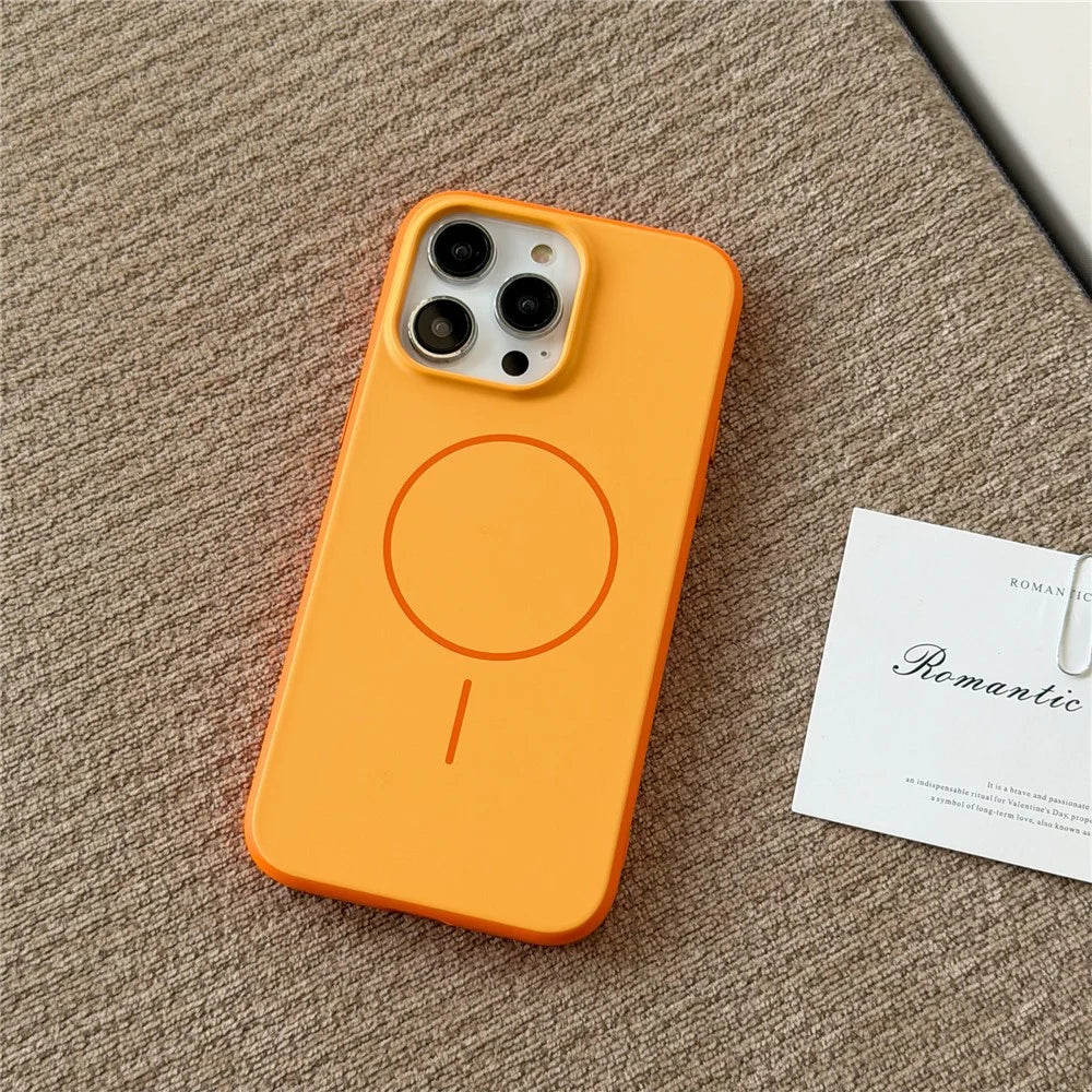 For iPhone 16 Pro Magnetic Case Skin Feel PC TPU 2 in 1 Shockproof Phone Cover - Orange - 2